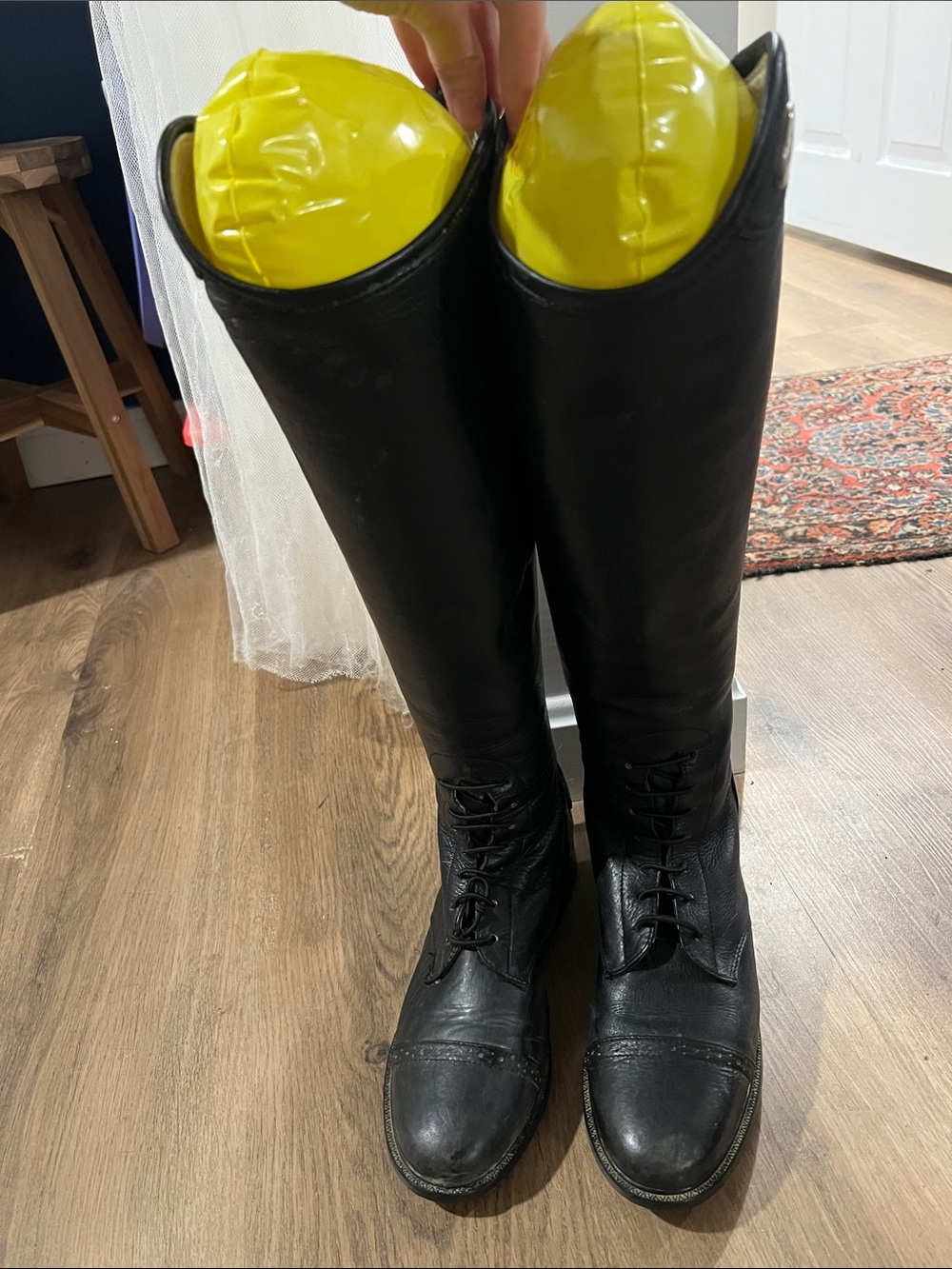 Black Lace-Up Tall Riding Boots